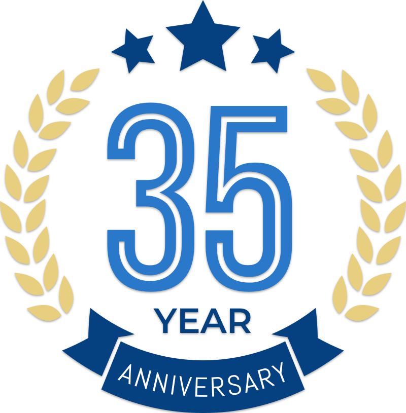 illustration badge for 35 years in business anniversary